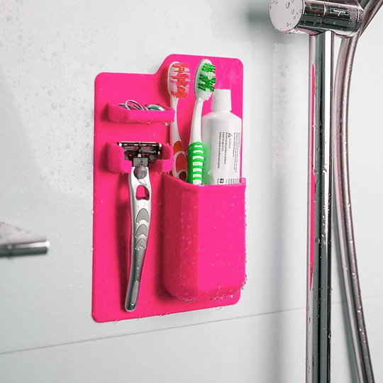 Tandborsthållare för Duschen - Fäst på väggen - Rosa