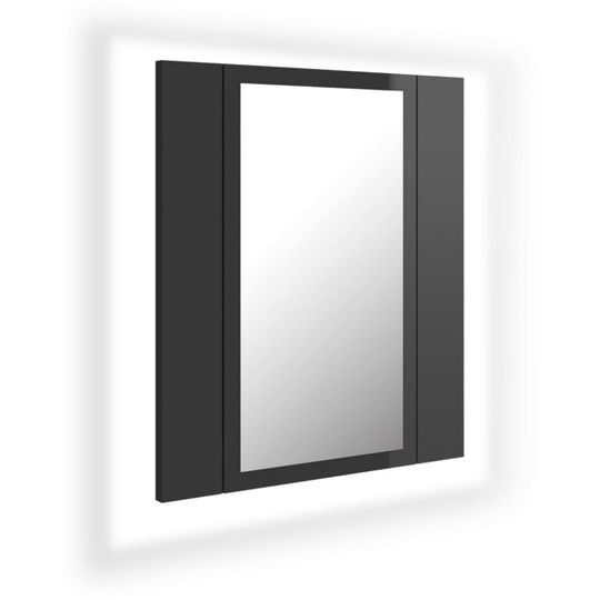 vidaXL Spegelskåp för badrum LED grå högglans 40x12x45 cm