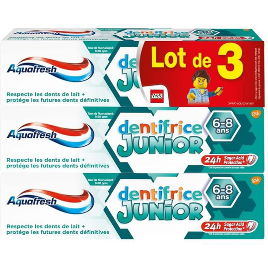 AQUAFRESH Junior Tandkräm - 3 rör om 75 ml