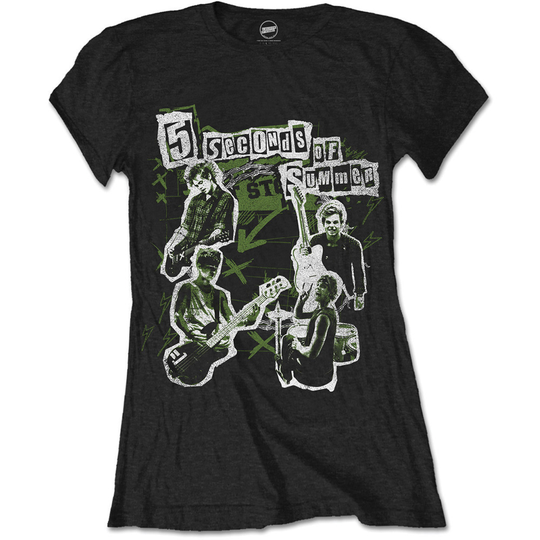 5 Seconds of Summer Ladies T-Shirt: Live! Collage (X-Large)