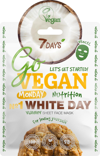 GO VEGAN Face Sheet Mask WHITE DAY Monday - 7DAYS - Sheet Mask