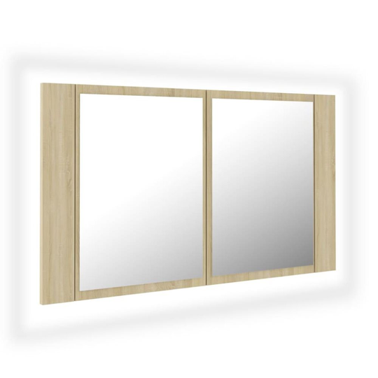 vidaXL Spegelskåp med LED sonoma-ek 80x12x45 cm