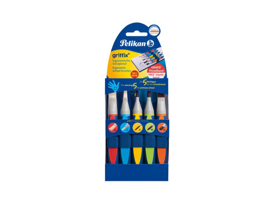 Pelikan 700733, Brush set, Kort pensel, Syntetisk, Plast, Blå, Grön, Orange, Röd, Gul, 6, 10, 12