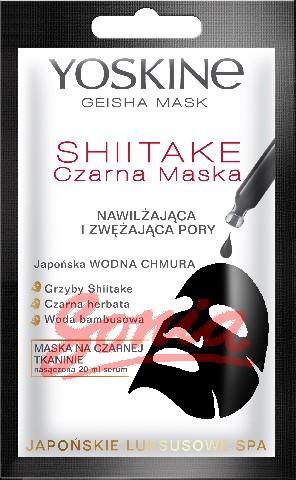Shiitake Yoskine Geisha Mask Black Mask fuktgivande tyg och avsmalnande porer 20ml