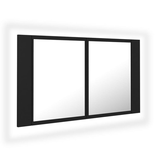 vidaXL Spegelskåp med LED svart 80x12x45 cm