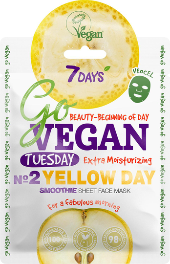 GO VEGAN Face Sheet Mask YELLOW DAY Tuesday - 7DAYS - Sheet Mask