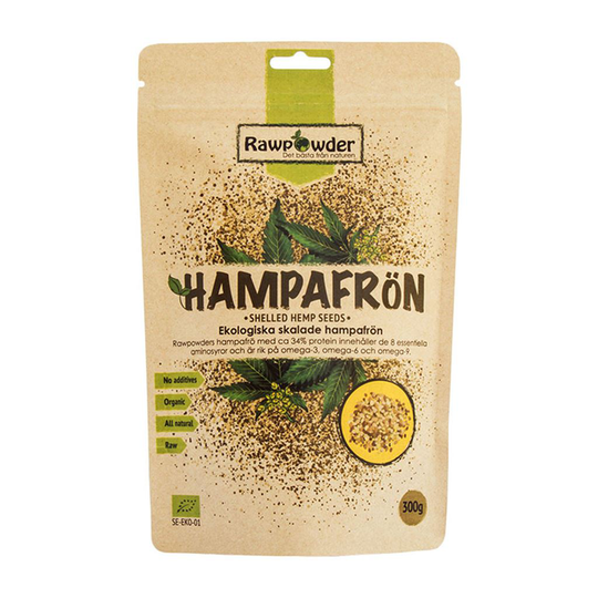 Rawpowder Hampafrö Skalad 300 g EKO