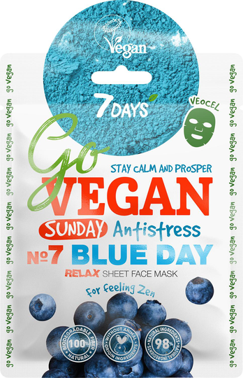 GO VEGAN Face Sheet Mask BLUE DAY Sunday - 7DAYS - Sheet Mask