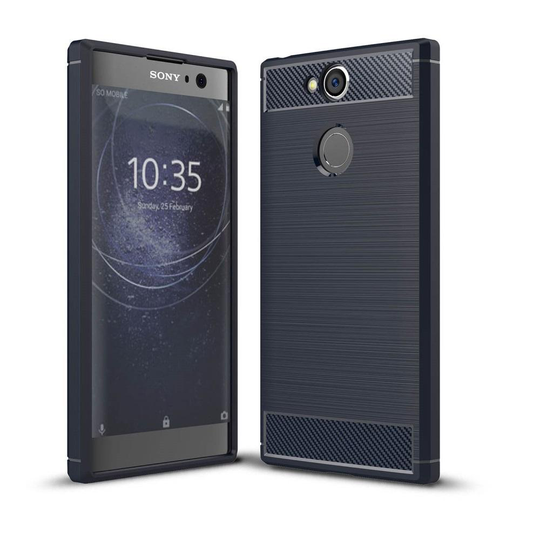 Carbon Brushed Mobilskal till Sony Xperia XA2 - Blå