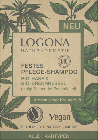 Logona solid care schampo ekologisk hampa & ekologisk nässla, 60g