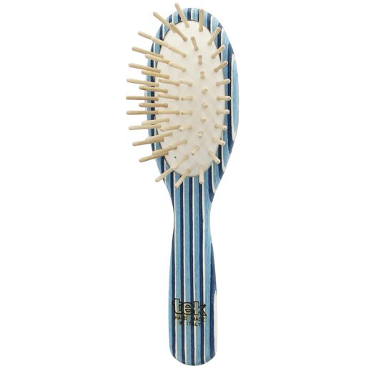 Small Oval Brush In Kaleidowood With Short Wooden Pins, Straight Handle