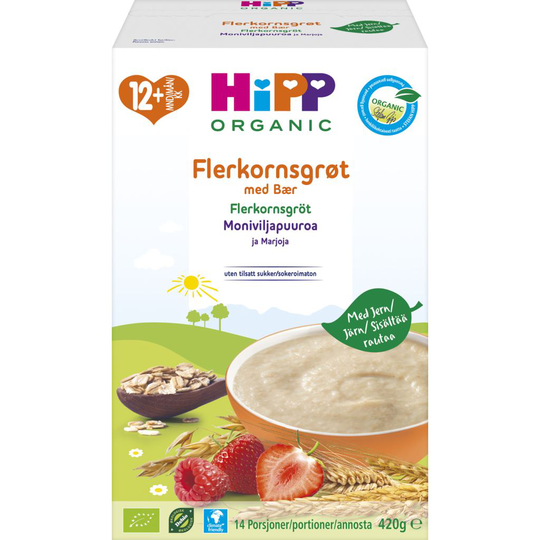 HiPP Organic Flerkornsgröt & Bär 420 g