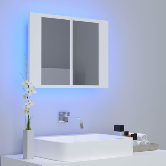 Spegelskåp med LED vit 60x12x45 cm
