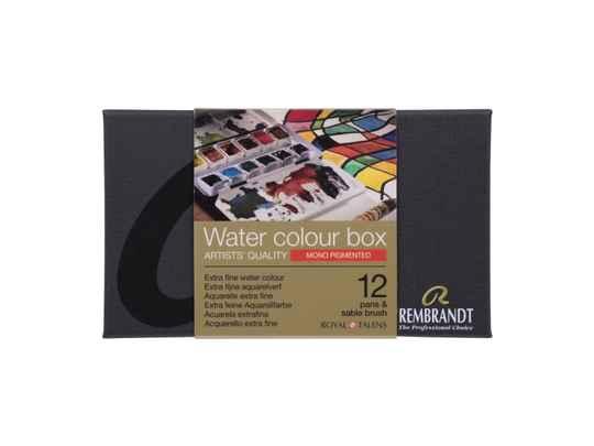 Rembrandt Watercolour metal tin set Monopigmented Colour Selection | 12 pans + 1 brush