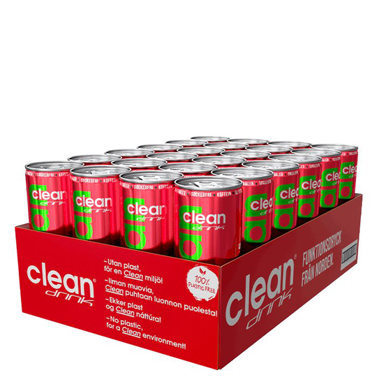 24 x Clean Drink, 330 ml, Kiwi/Smultron
