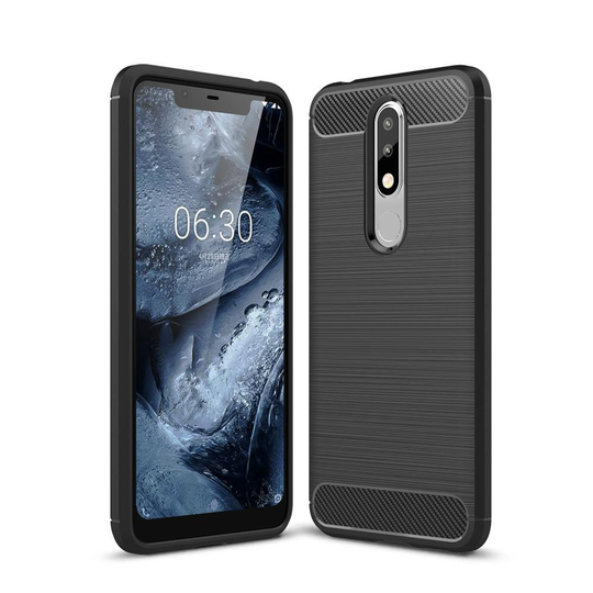 Nokia 5.1 Plus - Brushed TPU Skal - Svart