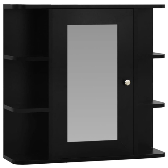 vidaXL Spegelskåp för badrum svart 66x17x63 cm MDF