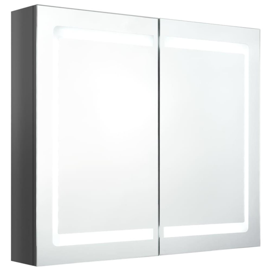 vidaXL Spegelskåp med LED blank grå 80x12x68 cm