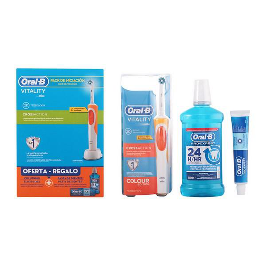 Tandborste, tandkräm och munvatten Vitality Crossaction Oral-B (3 pcs)