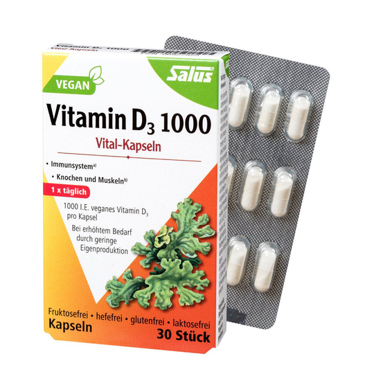 Salus Vitamin D3 1000 vegansk, 30 kapslar, 5g