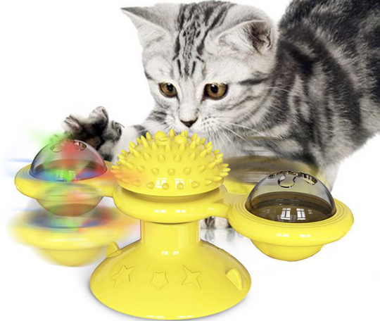 Väderkvarn Leksaker för katter Pussel virvlande skivspelare med borste Katt Spela spel Catnip Toy Kitten Interactive