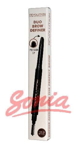 Makeup Revolution Duo Brow Definer Pencil eyebrow brush Medium Brown + 1pc
