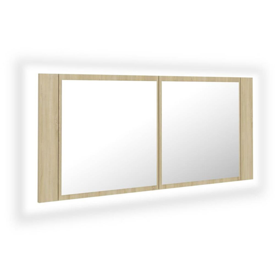 vidaXL Spegelskåp med LED sonoma-ek 100x12x45 cm