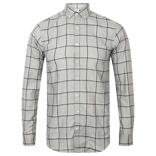 Skinni Fit Mens Brushed Check Casual långärmad skjorta