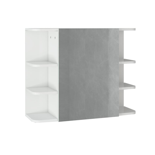 ML Design spegelskåp för badrum vit 80x64x21cm, badrumsskåp med spegel, dörr och 8 hyllor, gott om förvaringsutrymme, badrumsskåp gjord av mdf trä